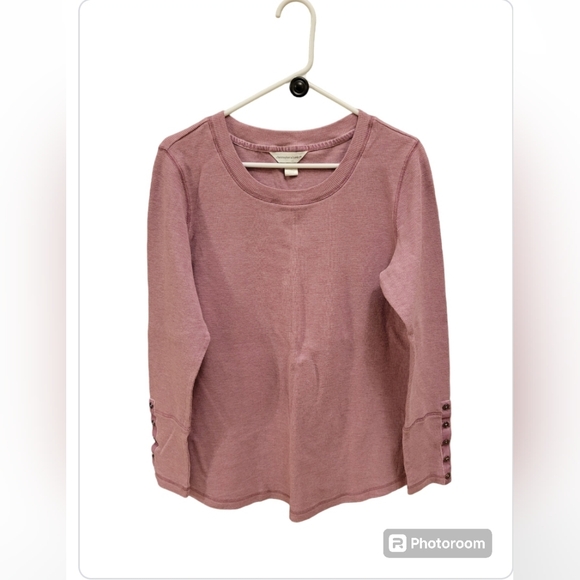 Christopher and Banks Long Sleeve Waffle Top in Rose/Pink Size Large - Picture 1 of 6